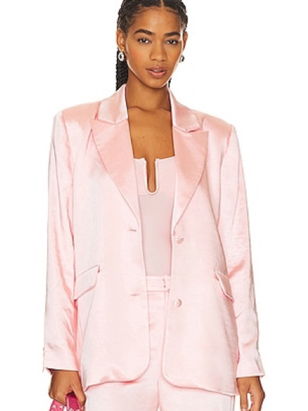 Good American NWT Pink Satin Oversized Blazer Size 2/4/ small